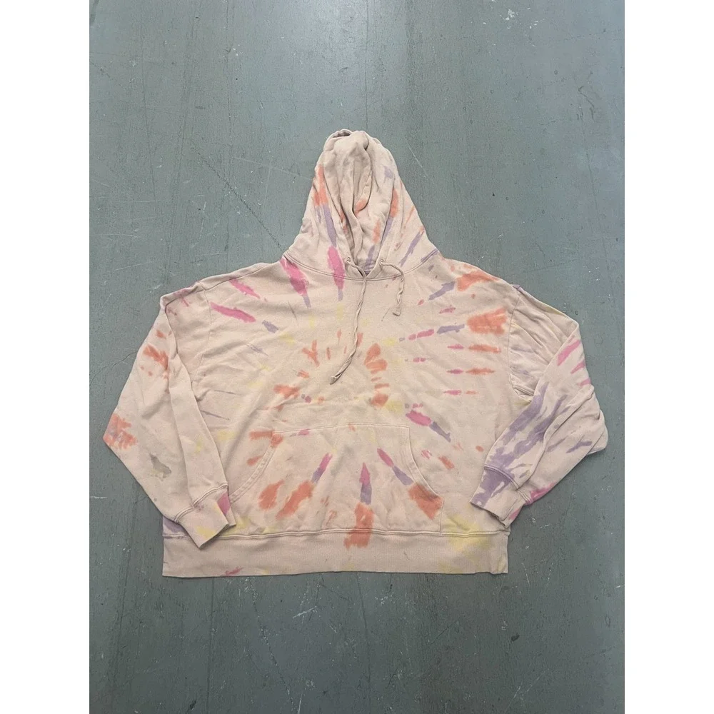 Wild Fable Hoodie Womens XL Beige Tie Dye Long‎ Sleeve Grunge Streetwear Skater